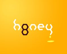 the word honey written in white letters on a yellow background