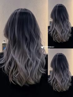 Black Hair Inspo Short, Ash Grey Hair Color, Black Silver Hair, Ash Blue Hair, Hair Inspo Short, Korean Long Hair, Ash Grey Hair, Korean Hair Color, Hair Color Underneath