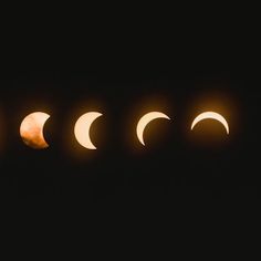 the moon is seen in front of several eclipses