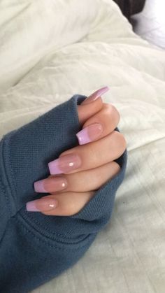 Light Purple Nails, French Tip Acrylic Nails, Acrylic Nails Coffin Short, Pink Acrylic Nails