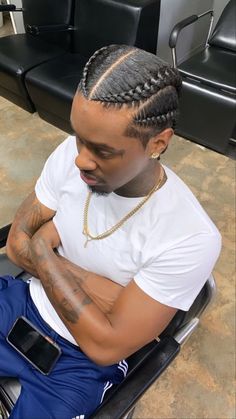 African Braids Hairstyles Men, 2 Bread Hairstyle, Rich Homie Quan Braids, Men 4 Braids Hairstyles, Mens 4 Braids Hairstyles, Cainrow Hairstyles Men, Scalp Braids For Men, 4 Braids For Men, Cainrow Hairstyles