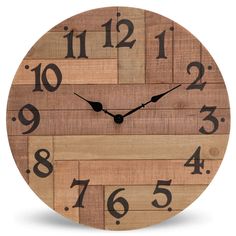 a clock made out of wood with numbers on it