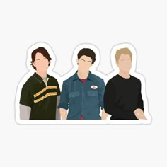 three men standing next to each other sticker