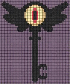 a cross - stitch pattern with an evil looking eye on it's back end