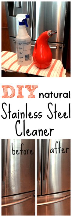 diy natural stainless steel cleaner before and after using it to clean the kitchen appliances