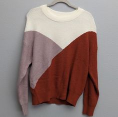 Sophie Rue Color Block- Cream, Burnt Orange And Light Purplish Pink. Knit Sweater Size Small Pit To Pit Measures Approximately 22 In. Length Down Shoulder Measures Approximately 24 In. New, Without Tags. No Flaws Found. Sweater Pumpkins, Waffle Sweater, Pink Knit Sweater, Knitted Cat, Angora Sweater, Polka Dot Sweater, Sweater Trends, Pink Knit, Orange Cream