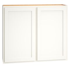 a white kitchen cabinet with two doors