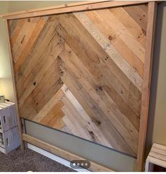 a wooden paneled wall in a bedroom