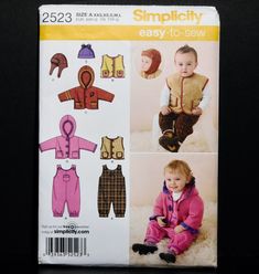 the sewing pattern for this baby's romper and overalls is easy to sew