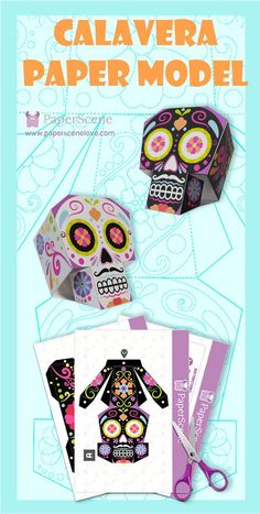 the paper model is designed to look like a sugar skull