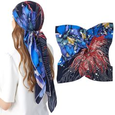 PRICES MAY VARY. Luxurious Fabric: Crafted from 100% pure silk, this scarf offers a breathable and skin-friendly experience, ensuring comfort throughout the day. Large Silk Scarf: Measuring 43x43 inches (110x110 cm), this versatile scarf is large enough to be styled as a top, shawl, head wrap, neck scarf, hair accessory, and more—let your creativity shine! Any Occasion: Net weight approx. 2.01 oz(58 g). This silk scarf is easy to carry and store. Perfect for a variety of settings, this silk scar Silk Bandana For Summer, Silk Scarves For Summer, Black Silk Scarf As Summer Gift, Summer Satin Headscarf, Black Silk Scarf For Summer Gift, Bohemian Satin Silk Scarf For Summer, Elegant Black Bandana For Summer, Summer Headscarf As Gift, Satin Scarves For Summer Gift