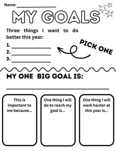 the goal worksheet for students to learn how to write and draw their own words