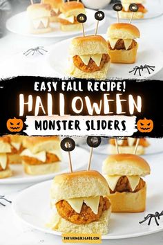 halloween sliders with the words easy fall recipe on them