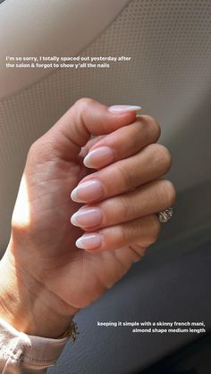 Natural Nail White Tip, Really Natural Acrylic Nails, Wedding Nails For Bride Tan Skin, Ballet Slipper French Tip Nails, Natural French Nails Oval, Almond Nails American Manicure, Dip With French Tips, Natural Apres Nails, French Tip Bridesmaid Nails