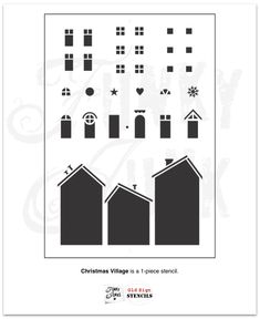 the christmas village stencil is shown in black and white