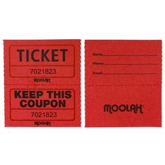 two red tickets with the words keep this coupon printed on them, both in black and white