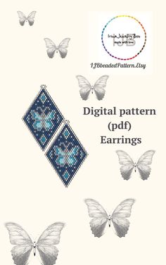 an image of some butterflies flying in the air with text that reads digital pattern pdd earrings