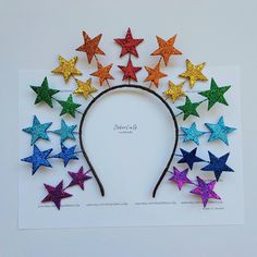 Glitter rainbow stars crown  Holiday headband  Birthday rainbow headpiece This holiday glitter rainbow star crown will be the  will be the perfect addition to any outfit and will help emphasize your style at any party or event. Due to its versatility, it is suitable for a variety of events, including weddings, birthdays, various holidays and many others. By ordering this crown, you get a quality product that is made with attention to detail and will delight you for many years. Other Holiday headbands  https://www.etsy.com/shop/DekorLiuSy?ref=seller-platform-mcnav&section_id=23780040 The accessory is made by hand from glitter eva foam. It is soft and lightweight material. At the base is a metal hairband of standard size. Rainbow Headpiece, Stars Crown, Star Crown, Festival Headband, Holiday Headbands, Concert Party, Rainbow Stars, Glitter Rainbow, Play Pretend