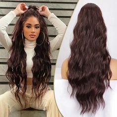 Look what I found on AliExpress Natural Wave Hair, Hairstyle For Black Women, Natural Waves Hair, Straightening Natural Hair, Wavy Ponytail, Natural Hairstyle, Hair For Women