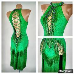 Fitted Rhinestone Fringe Dress For Gala, Fitted Green Dresses With Rhinestones, Glamorous Fitted Dress For Ballroom, Fitted Sequin Dance Dress, Fitted Rhinestone Dress For Dance, Fitted Sequin Dress For Dance, Fitted Dresses With Rhinestones For Dance, Ballroom Dancing Dresses Latin, Best Abdominal Exercises