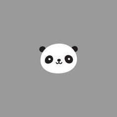 a black and white panda face on a gray background