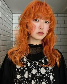 Asian Hair Orange, Orange Hair Short, Dark Orange Hair, Hairstyle References, Hair Orange, Face References, Dark Orange, Asian Hair