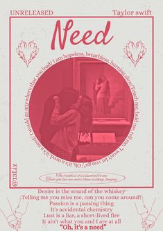 a poster with the words need and an image of a woman looking in a mirror