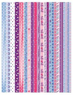 a set of paper with different patterns and colors on it, including pink, blue, purple