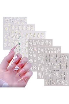 ZZIYEETTM 5D Embossed Spring Flower Nail Art Stickers Decals 6 Sheets Engraved Butterfly French Tips Nail Designs Adhesive Nail Stickers for Women Spring Flower Nail Art, French Tip Nail Designs, Flower Nail, Flower Nail Art, French Tips, Spring Flower