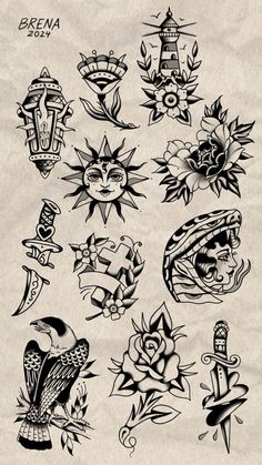 an old school tattoo design on paper