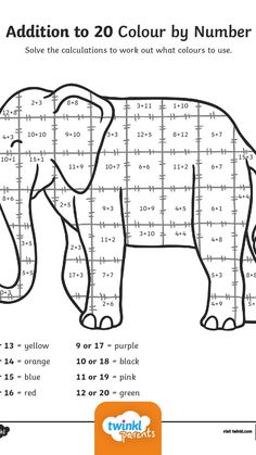 Elmer The Elephants, Math Subtraction, Addition Worksheets, Hidden Pictures, Fun Activities To Do, Free Math, Math Numbers, Math Worksheet