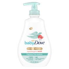 a bottle of baby dove lotion on a white background