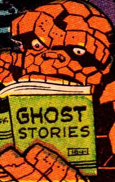 an image of a cartoon character with a book in his hand that says ghost stories