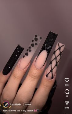 Black Beige Nails Design, Cream And Black Nails Designs, Beige And Black Acrylic Nails, Black And Tan Nails Acrylic, Black And Tan Ombre Nails, Black And Nude Nails, December Nails, Stylish Nails Designs, Cute Nail Designs