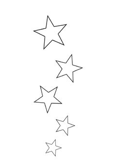 five stars are flying in the air with one star falling off it's side