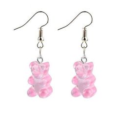 Gummy Bear Earrings, Aesthetic Earrings, Cool Earrings, Bear Earrings, Kawaii Jewelry, Pink Teddy, Gummy Bear, Earring Ideas, Cute Accessories