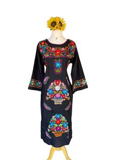 The embroidered design and the color placement may vary due to the handmade nature of each garment. Different patterns and color ensure each piece is handmade and truly one of a kind. No two items are exactly the same Dress has two straps to tie on the waist. Mexican Embroidered Dress, Latino Art, College Graduation Photos, Dress Traditional, Mexican Dress, Mexican Dresses, Traditional Mexican, Embroidered Design, Different Patterns