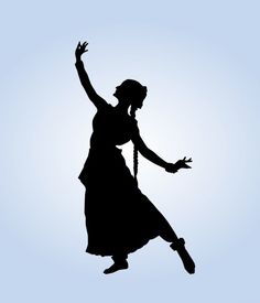 the silhouette of a woman is dancing in the air