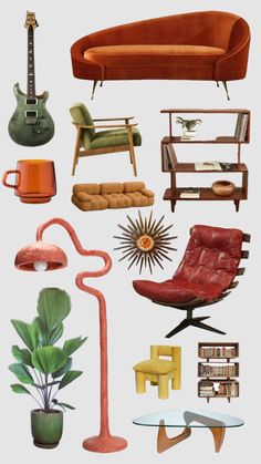 an assortment of furniture including a couch, chair and coffee table