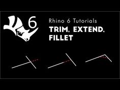 the text reads rhino & tutors trim, extend, fillet with three arrows