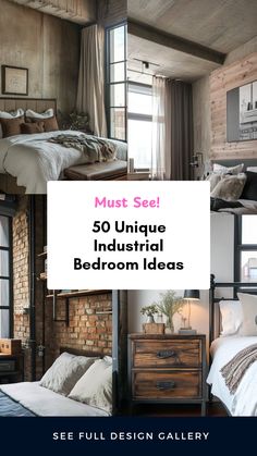 Looking to bring an industrial feel to your bedroom? Check out these 50 unique industrial bedroom ideas perfect for creating a chic, modern atmosphere. Explore stylish elements like exposed brick walls, metal fixtures, and warm wood tones to transform your space. Each idea is designed to strike a balance between functionality and aesthetic appeal, allowing you to enjoy a trendy look without sacrificing comfort. From minimalist designs to boldly accessorized spaces, dive into these creative suggestions to redefine your bedroom ambiance with the industrial style. Feminine Industrial Bedroom, Bedroom Industrial Style, Brick Wall Bedroom, Brick Bedroom, Industrial Decor Bedroom