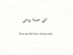 an arabic quote with the words you are the love of my soul