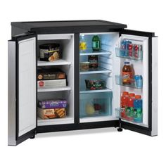 an open refrigerator with its doors wide open