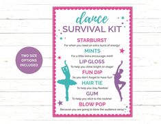 the dance survival kit is shown with instructions for how to do it and what to use it