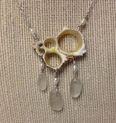 Glass Mobile, White Sea Glass, Seashell Jewelry, White Sea, Sea Urchin, Seashell Crafts, Sea Glass Necklace, Handmade Wire Jewelry