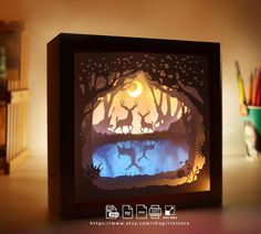 17 Deer spirit paper lightbox template , Merry Xmas, shadow box paper cutting Light Box Templates, Shadow Box Kunst, Shadow Box Template, Shadow Light Box, Halloween Shadow Box, Paper Carving, Shadow Box Ideas, Light Boxes, Box Pattern