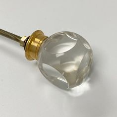 Clear Glass Ends Cut with Brass Base Cabinet Knob - Purdy Hardware - Glass Cabinet Knobs, Brass Plate, Base Cabinet, Glass Knobs, Window Hardware, Glass Cabinet, Door Stopper, Cabinet Knob, Knobs And Handles