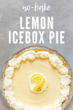 no bake lemon icebox pie with text overlay