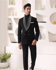 Designer Tuxedo Men Grooms, Armani Suit, Designer Tuxedo, Black Tuxedo Suit, Mens Wedding Suits, Suit Groom, Armani Suits, Groom Tuxedo, Designer Suit