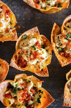 small nachos filled with cheese and toppings